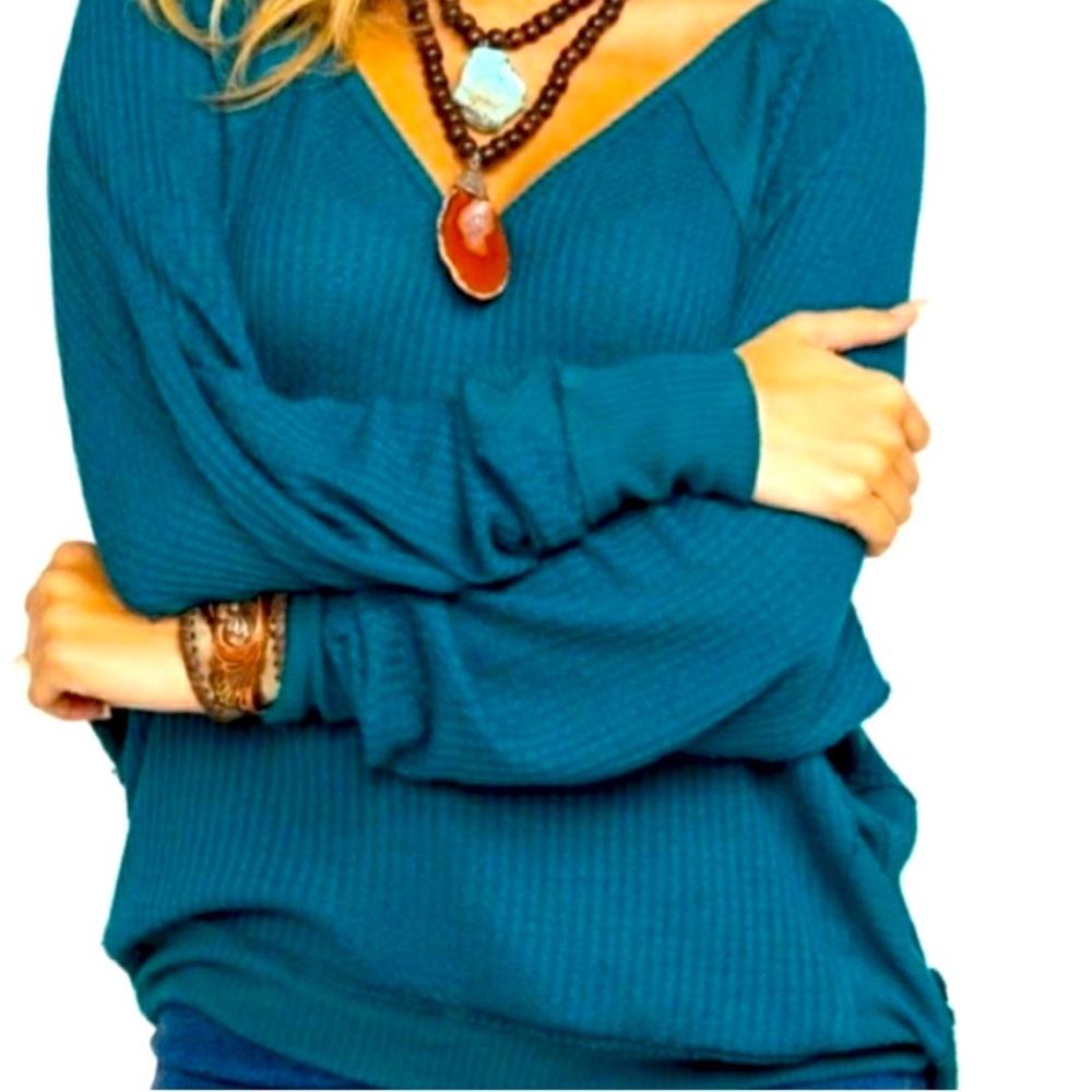 We the Free by Free People Santa Clara Thermal V-Neck Top.